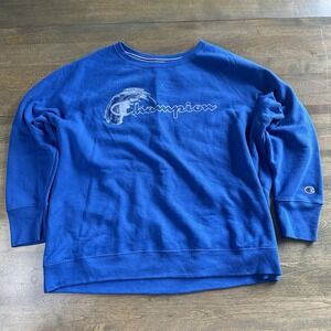 Champion‎ Powerblend Fleece Crewneck Sweater Bright Royal Sz 2x